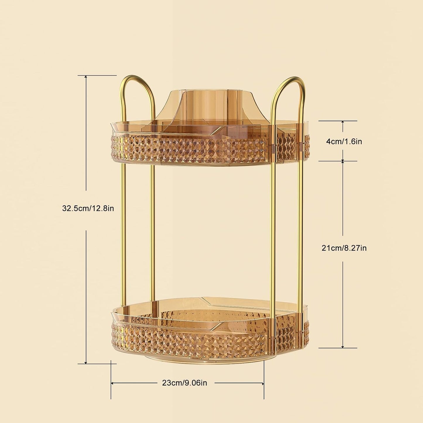 360° Rotating Makeup Organizer 2 Tier, Large Skincare Clear Make Up Storage Spinning Perfume Organizers for Bathroom Counter Dresser, Pink