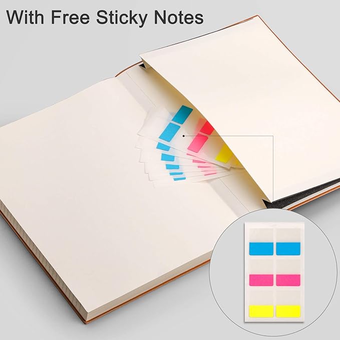 EMSHOI College Ruled Composition Notebook - Large B5 Notebook Lined Journal Leather with Free Sticky Notes, 204 Numbered Pages,100gsm Thick Lined Paper, Softcover, 7.5"x10"-Green