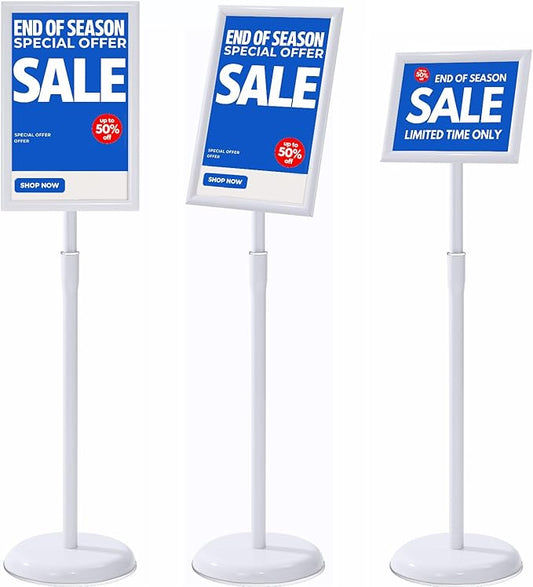 YIYO sign stand，floor sign holder poster stand heavy duty pedestal signage stand for display (WHITE, 8.5*11)