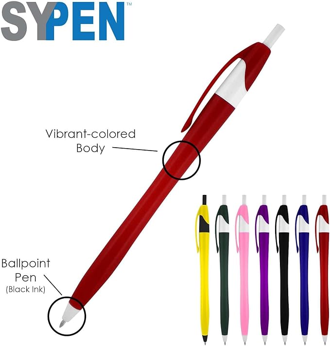 SyPen Personalized Pens With your Custom Logo or Text-1000 Pack Bulk-for Businesses, Parties, and Events, Custom Printed Slim Ballpoint Click Pens, Purple Barrel Color, Black Ink