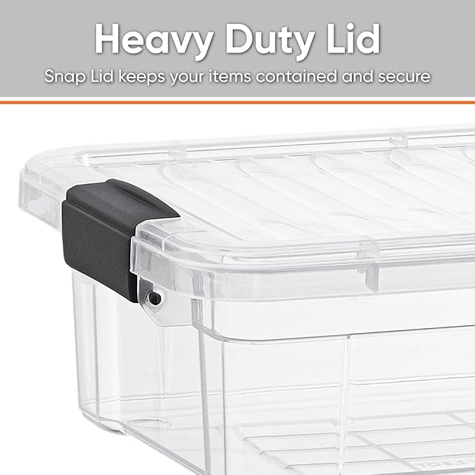 Superio Clear Storage Boxes with Lids, 2.3 Quart Plastic Container Bins for Organizing, Stackable Crates, BPA Free, Non Toxic, Odor Free, Organizers for Home, Office and Dorm, 4 Pack