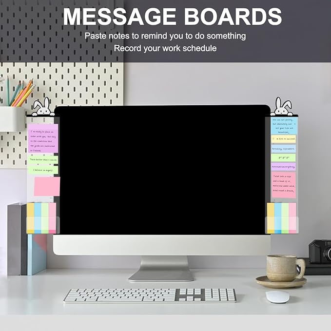 Office Desk Accessories 2pcs Multifunction Computer Monitor Memo Board - Transparent Computer Side Panel Memo Creative Monitor Side Panel Suitable for Office Home Desktop (Monitor Memo Board 5)