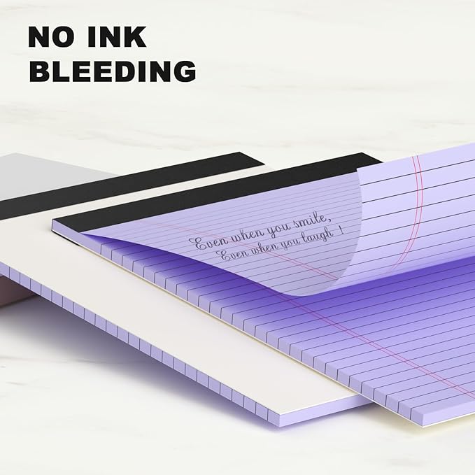 AILZFEI Purple Legal Pad Note Pads 8.5 x 11 inch, Wide Ruled, 30 Sheets/Pad, 20lb Colored Paper, Perforated Notepad with Sturdy Back (3 Pads Purple)