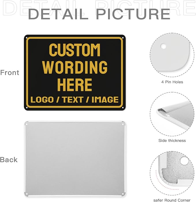 Custom Sign Bulk Personalized Metal Signs For Outdoor Indoor Business Home Store Office Yard Street Lawn Make Your Own Customized Signs With Your Logo Text Photo, 6x8inch