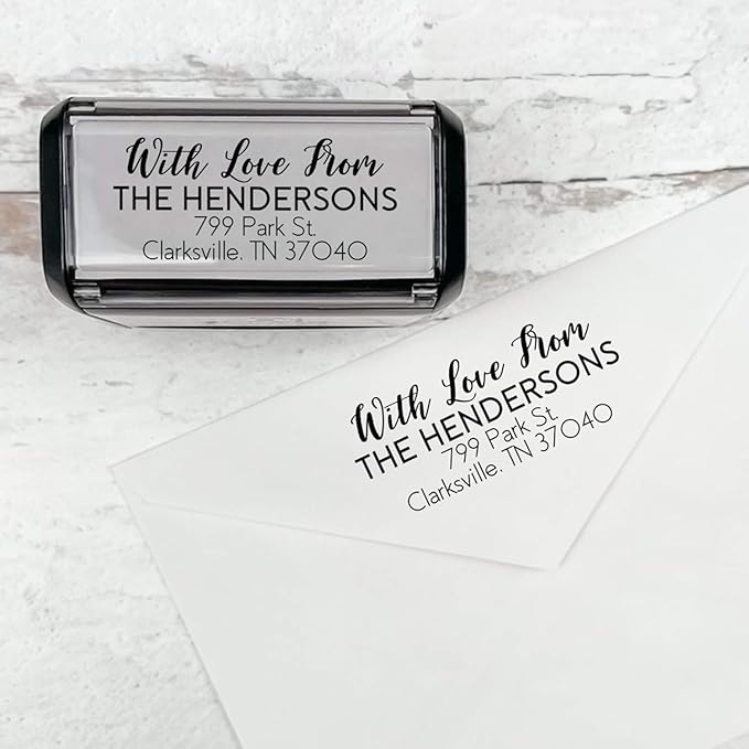 Self Inking Modern Address Stamps | Custom Return Address Stamper (with Love from, Large)
