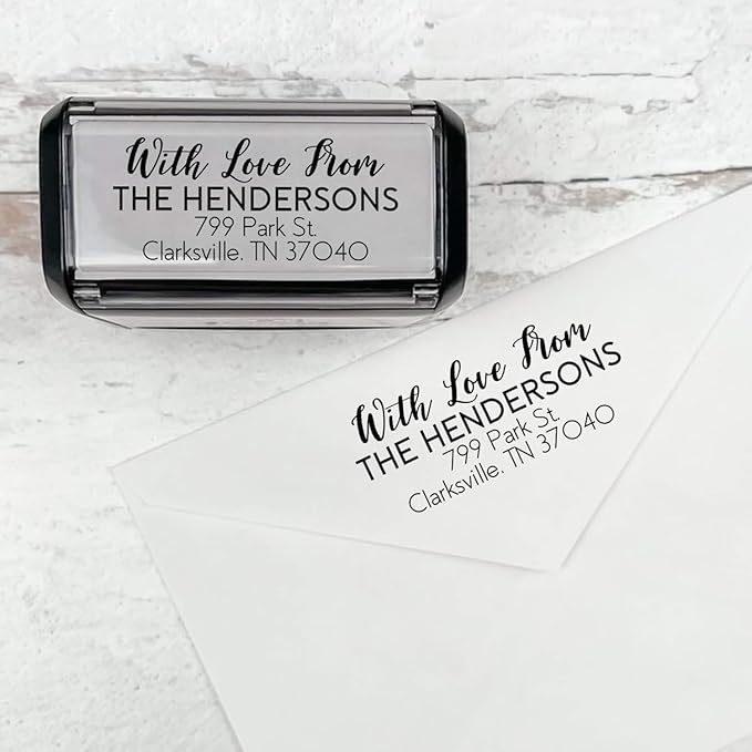 Self Inking Modern Address Stamps | Custom Return Address Stamper (with Love from, Xtra Large)