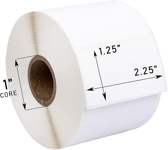 HOUSELABELS 2.25" x 1.25" Address Labels on 1" Core in Polypropylene Compatible with Zebra and Rollo Printers, 6 Rolls / 1,000 Labels per Roll