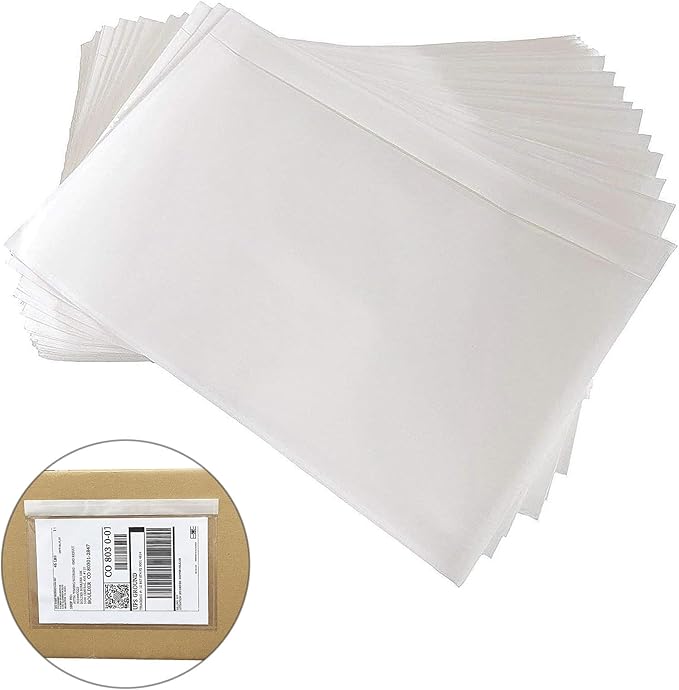 BEUYI Clear 9.5'' x 6.7'' Packing List Envelopes, Adhesive Shipping Label Pouches/Sleeves, Easily Fits Half of Letter-Size Paper (120 Pack)