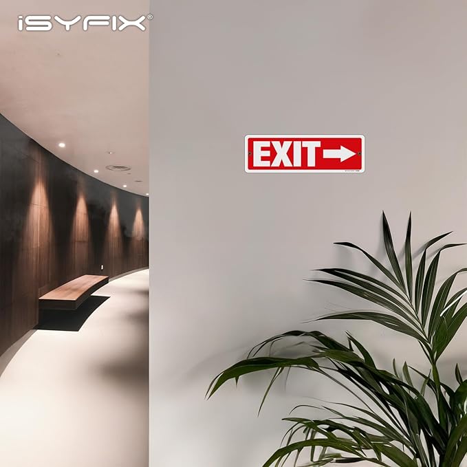 iSYFIX Exit Signs 12 Pack 12x4 Inch with Directional Right Arrows - Rust Free Aluminum, Laminated for UV, Weather, Scratch Resistance - Ideal for Offices, Schools, Theaters, Restaurants