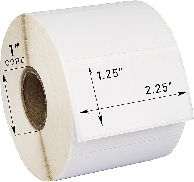 HOUSELABELS 2.25" x 1.25" Address Labels on 1" Core Compatible with Zebra and Rollo Printers, 1 Roll / 1,000 Labels per Roll