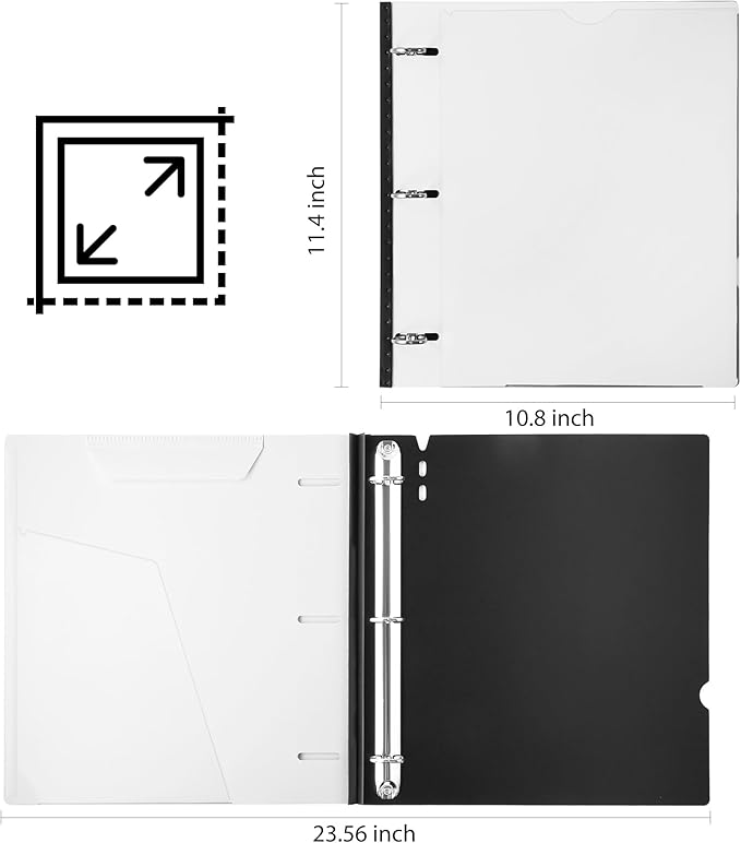 WOT I Telescoping 3 Ring Binder 1 Inch 12-Pack, Flexible Binder with Expandable Spine, Customized Front Cover, Clear Catalog Pocket, Holds 225 Sheets