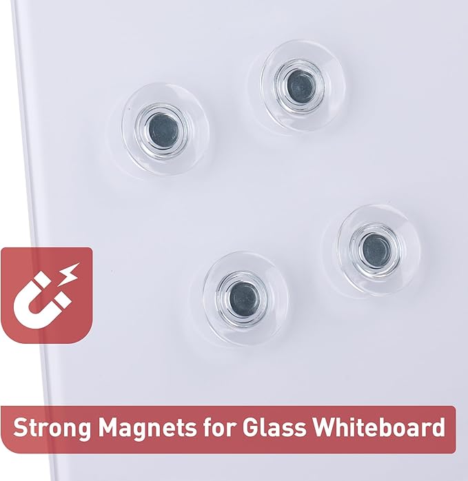 TOWON Rare Earth Magnets Large, Strong Magnets for Glass Whiteboard and Dry Erase Board, 24 Pieces Round Clear