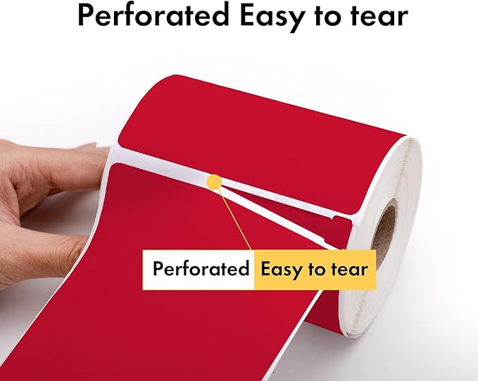 HOUSELABELS 4" x 6" Red Shipping Labels on 1" Core Compatible with Zebra and Rollo Printers, 1 Roll / 250 Labels per Roll