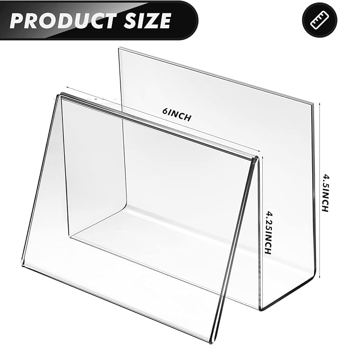 Crtiin 6 Pcs Clear Acrylic Postcard Holder Business Card Holder Greeting Card Display Clear Business Stand Rack for Index Organizer Desk Table Home Office, 6 x 4.25 x 4.5 Inches