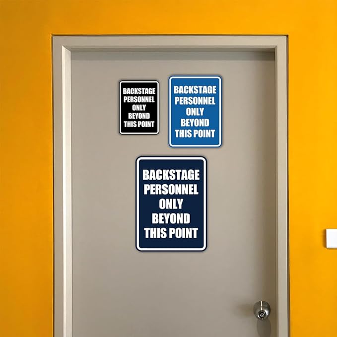Portrait Round Backstage Personnel Only Beyond This Point Door or Wall Sign Easy Installation | Music | Concert | Festivals Sign (Black) - Medium
