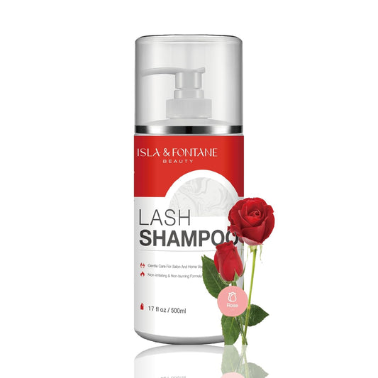 ISLA & FONTANE Lash Shampoo Bulk – Multi-Scent Series – 17 fl oz / 500ml | Gentle Eyelash Cleanser for Lash Extensions | Non-Irritating | Professional Lash Bath Foam For Salon And Home Use (Rose)