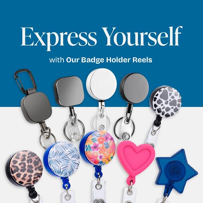 Will Well Badge Holders with Belt Clips for Securing onto Pockets and Purse Straps, with Retractable 27.5" UHMWPE Fiber Pull Cords, Strong Build with Fun Designs - 2-Pack, Cheetah Print