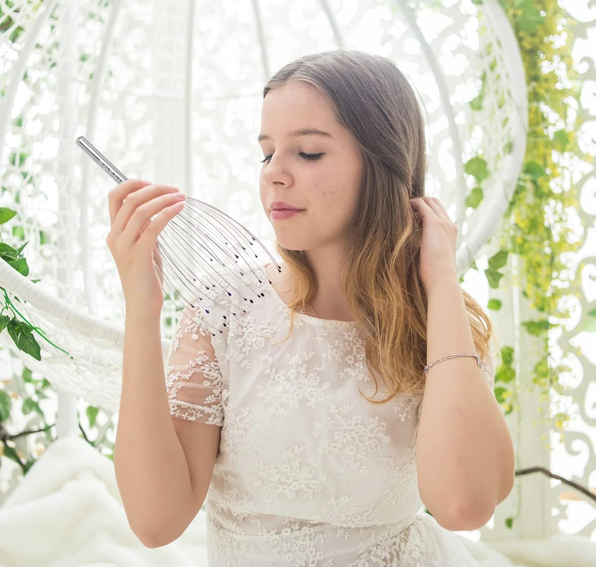 USAGA 36 Fingers Head Massager Scalp Massager Head Scratcher for Scalp Body Relaxing (Silver)