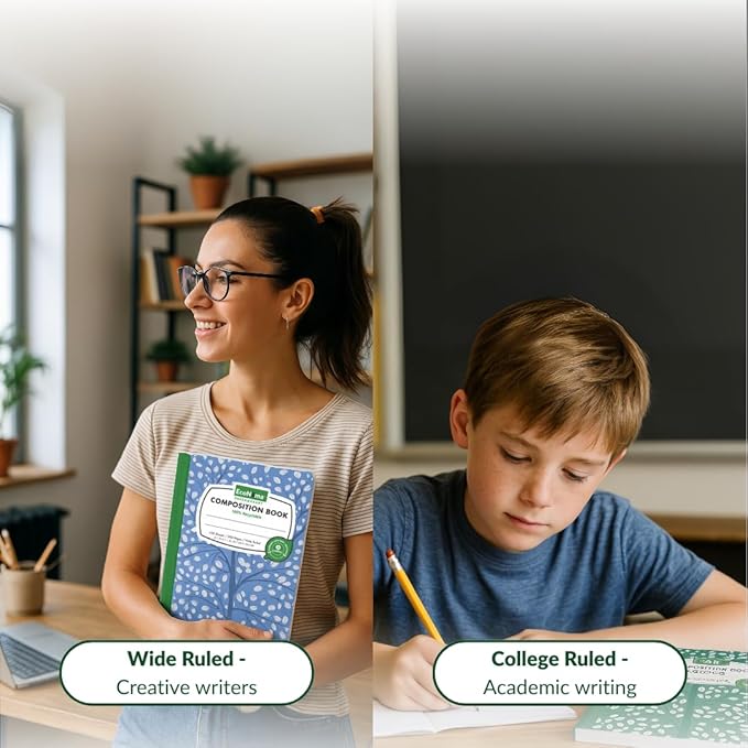 EcoNama Composition Notebooks Pack of 48 College Ruled 200 Pages (100 Sheets) 9.75"x7.5" Black Marble Carbon Neutral Recyclable Paper Eco-Friendly School & Office Supplies For Students and Professionals