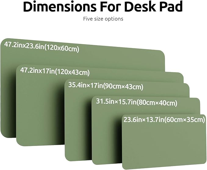 YSAGi Leather Desk Protector, Office Mat, Large Mouse Mat, Non-Slip PU Leather Blotter, Laptop Pad, Waterproof Writing Pad for Office and Home (Bamboo Green, 47" x 17")