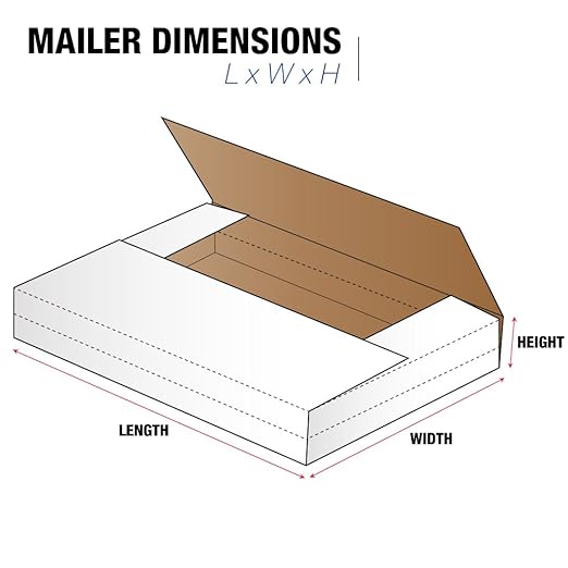 Tape Logic TLM962BF Easy-Fold Mailers, 9 5/8" x 6 5/8" x 2 1/2", White (Pack of 50)