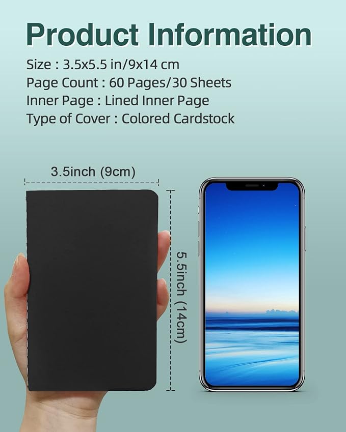 Lzerking Mini Notebooks Bulk 36 Pack Small Pocket Journal Notepads-Light Blue Cover 3.5 x 5.5 Inches, 30 Sheets/60 Pages, for Kids to Write Stories