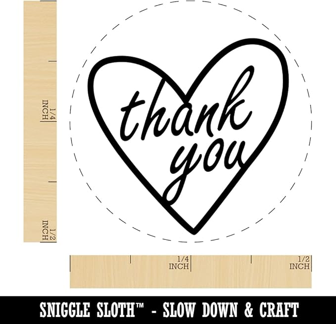 Thank You in Heart Self-Inking Rubber Stamp Ink Stamper for Stamping Crafting Planners - 1/2 Inch Mini - Black Ink