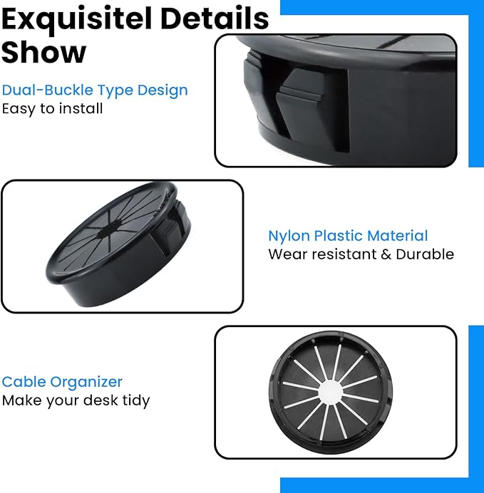1-Inch Cable Grommets Petal-Shaped Buckle Type Wire Hole Cover for Cord Management and Protection of Cabinet, 5PCS 25mm