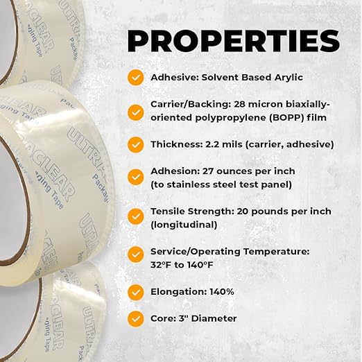 WOD CST22CC Crystal Clear See-Through Packing Tape – 3/4 inch x 110 yds. for Carton Sealing Mailing, Shipping, and Protection, Label Covering, Lamination, and Outdoor Uses.