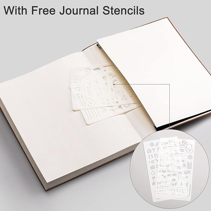 EMSHOI Dotted Journal Bullet Notebook,192 Numbered Pages B5 Large Dot Grid Composition Notebook with 100gsm Thick Dotted Paper, Softcover Leather, Inner Pocket, 7.48"x10.15"-LightBlue