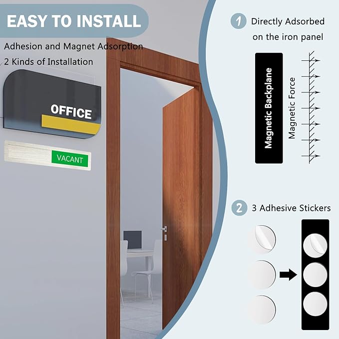 Vacant Occupied Privacy Sign, Vacant Occupied Door Sign for Home Office Restroom Conference Hotels Hospital, Slider Door Indicator Tells Whether Room Vacant or Occupied, 7'' x 1.5'' - Stainless Steel