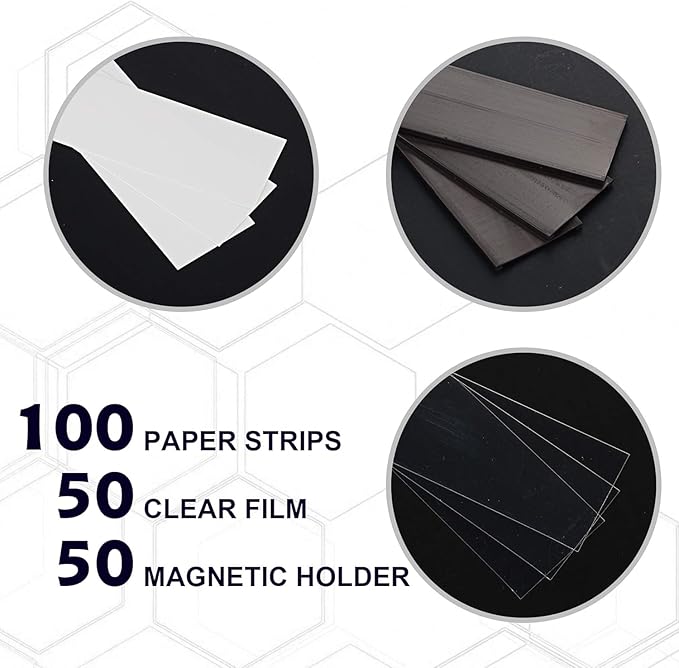 LLPT Magnetic Label Holder 4" x 2" 50 Packs C Channel 300g White Paper Cards Protective Film Strong Removable for Shelf White Board Toolbox Metal Wall Cabinet Drawer(MH4250)
