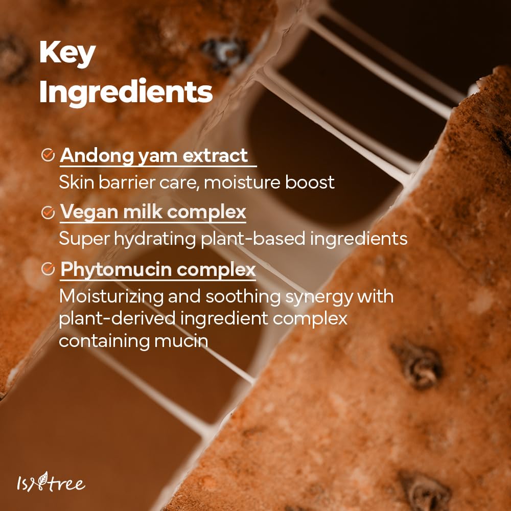 IsNtree Yam Root Vegan Milk Cleanser 220ml, 7.43 fl.oz | Korean Facial Cleanser for Sensitive Skin | Rich & Creamy Texture | Hydrating & Mild | Vegan & Cruelty-Free Skincare