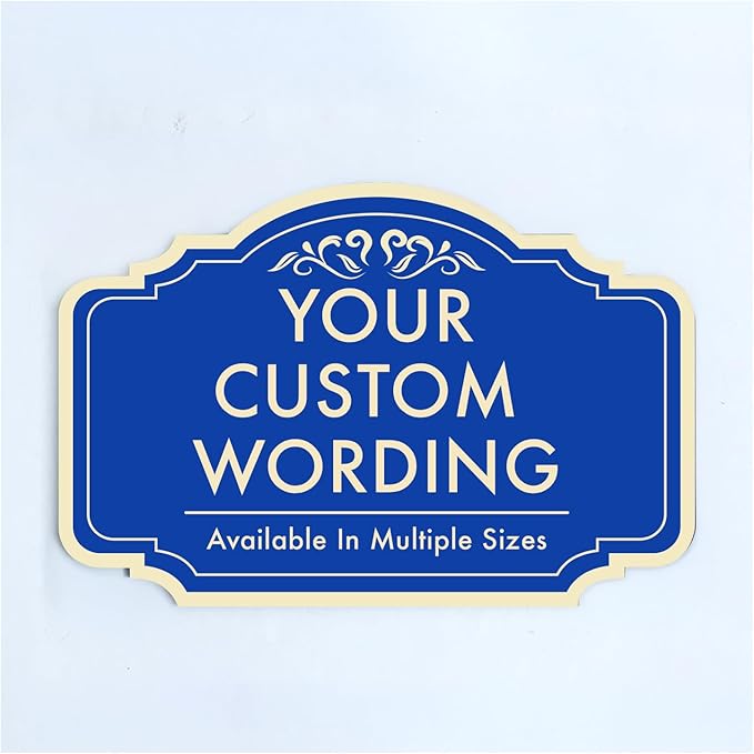 Custom Decorative Outdoor Metal Sign, Personalized Aluminum Driveway Sign - Waterproof, Made in USA - Design 2 Blue Steel 18x12 In