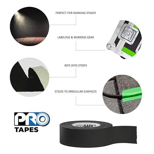 2" Width ProTapes Pro Gaff Premium Matte Cloth Gaffer's Tape With Rubber Adhesive, 50 yds Length x, Fluorescent Yellow (Pack of 1)
