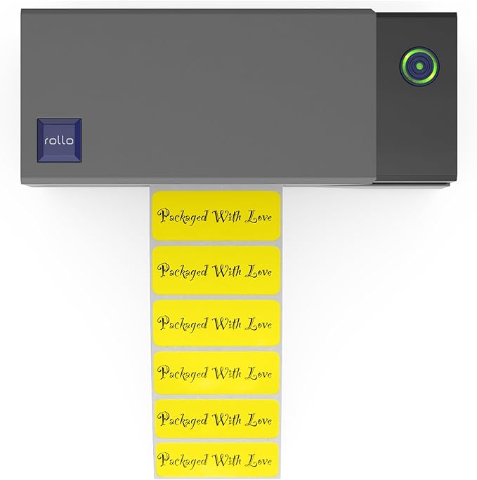 Rollo Direct Thermal 2x1 Sticker Labels - Roll of 1,000 Yellow Thermal Labels - Multi-Purpose Thermal Printer Stickers