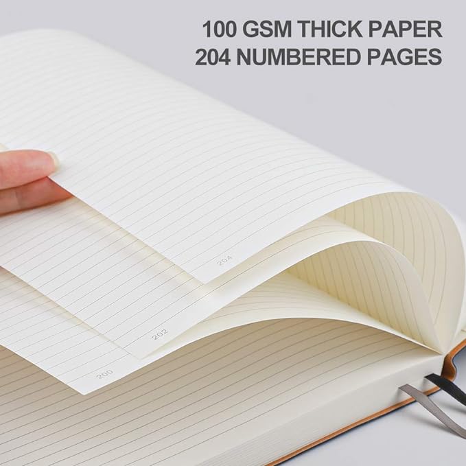B5 College Ruled Notebook Softcover Journals(2-Pack)- AHGXG Large Composition Notebook 7.6 x 10 inch with Thick 100gsm Lined Paper, Total 408 Numbered Pages (Black Blue)