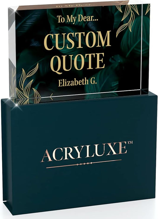 Custom Acrylic Sign Personalized, Custom Desk Name Plate, 18 Styles, (4"x6"), With Gift Box, USA Made by Acryluxe. (Luxurious)
