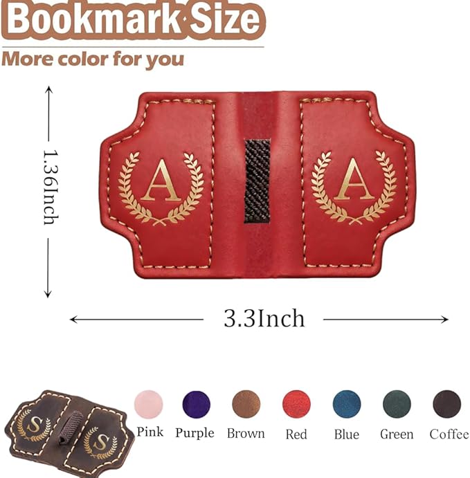 Personalized Bygone Mark Bookmark with Pen Holder, Leather Magnetic Bookmark 26 Letters,Gifts for Book Lovers, Readers, Leather Book Marks for Men Women (Brown, Y)