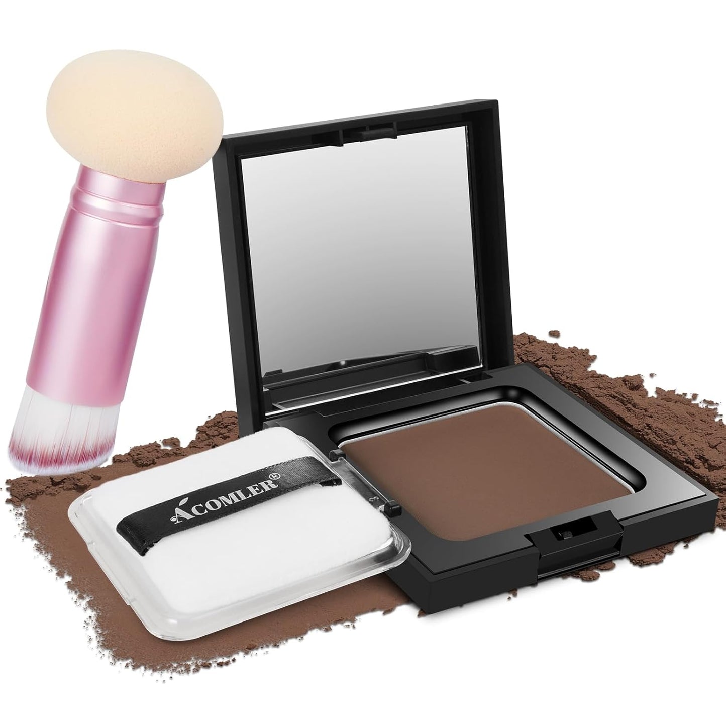 Acomler Root Touch Up Hair Color, Talc-Free Hairline Powder for Thinning, Root Touch Up Instantly Gray Hair Cover Up, Hair Powder for Women Men, Includes Makeup Brush (Brown, 0.42oz)