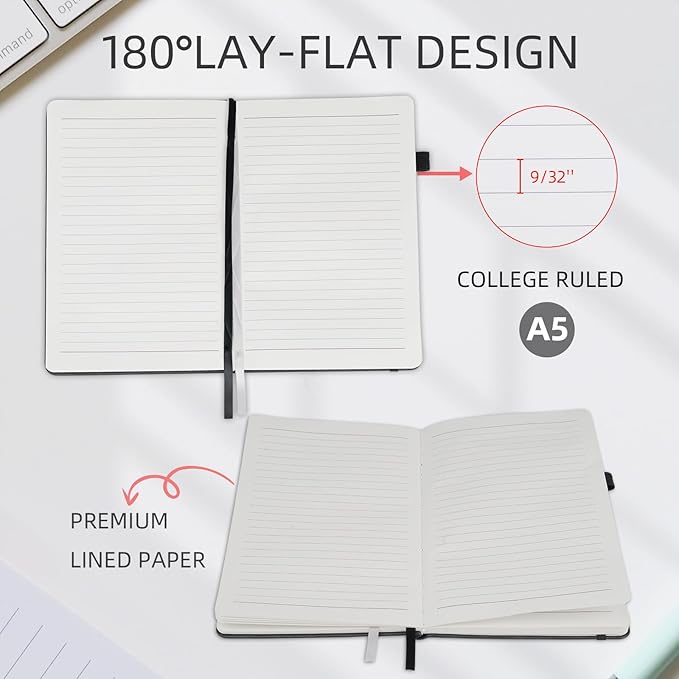 OnMove Notebooks Journal for Women Men 12 Pack Bulk Leather Hardcover with Pen Holder A5 160 Pages 100 GSM Thick Paper for Work School Lined Sky Blue