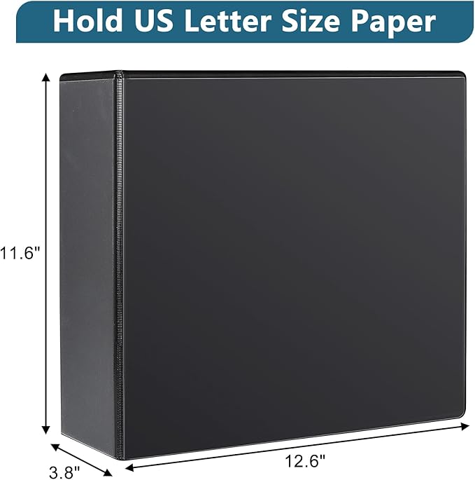 CIXILDTS 3" 3 Ring Binder, Standard 3-Inch Slant-D Ring Binder Fit Letter Size Paper, Presentation View Binders, 10 Packs, Black