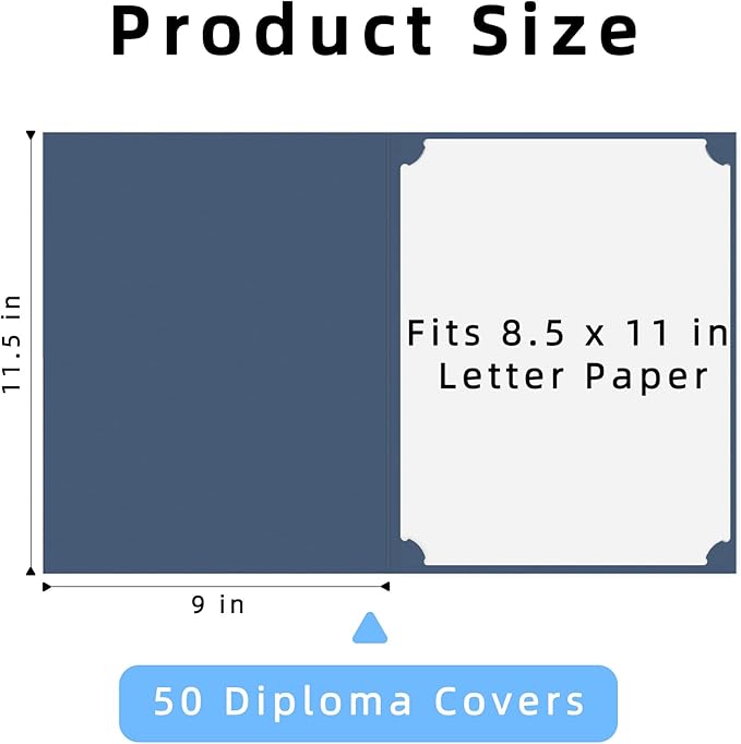 HAUTOCO Certificate Holders 50 Packs Navy Blue Diploma Covers Gold Foil Border Diploma Holders for Letter Size 8.5x11 Award Certificates, Cardstock, Document Papers