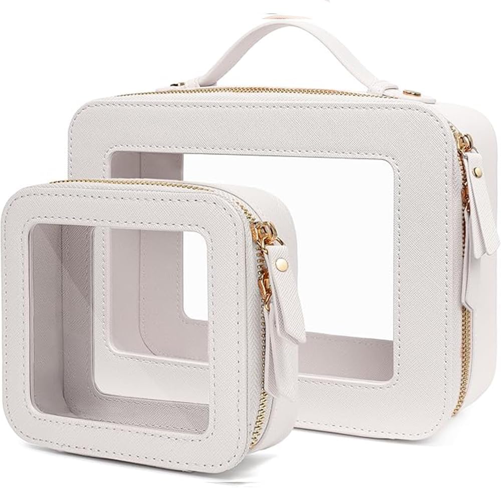 Clear Makeup Bag Small, TSA Approved Portable Toiletry Bag with Zipper Cosmetic Travel Bag Makeup Organizer Case Mini Makeup Pouch for Purse Car Organizer Bag for Women Men