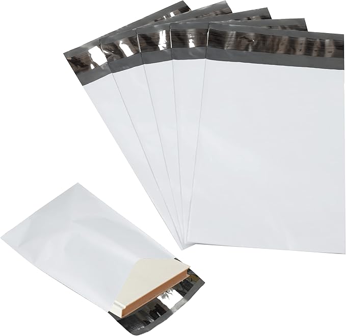 100 Pack Secure Seal White Poly Mailers - 19x24 Safe Shipping Bags - E-Commerce Self Sealing 2 Mil Poly Envelopes for Shipping