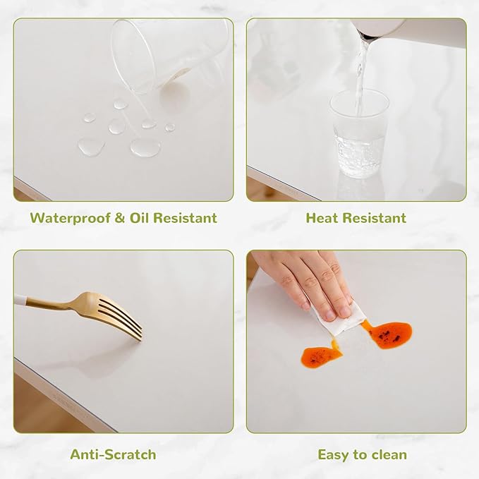 Eisdroma 36 x 63 Inch Clear Table Cover Protector, Clear Table Protector for Dining Room Table, 1.5mm Plastic Table Cover, Waterproof Table Pad for Kitchen, Office