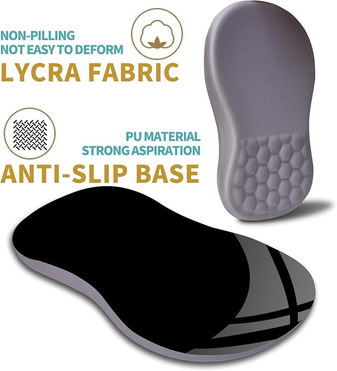 Hokafenle Ergonomic Mouse Pad Wrist Support with Massage Design, Wrist Rest Pain Relief Mousepad with Memory Foam&Non-Slip PU Base, Mouse Pads for Wireless Mouse & Desk (12x8 inch,Light Purple Gray)