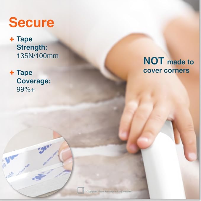 Roving Cove HeftyFit Edge Protector for Baby Proofing (9ft Large Edge Only), Heavy-Duty Soft Furniture Edge Bumper Guards, Desk Edge Cushion, Wall Corner Covers, 3M Adhesive, Oyster White (Off White)
