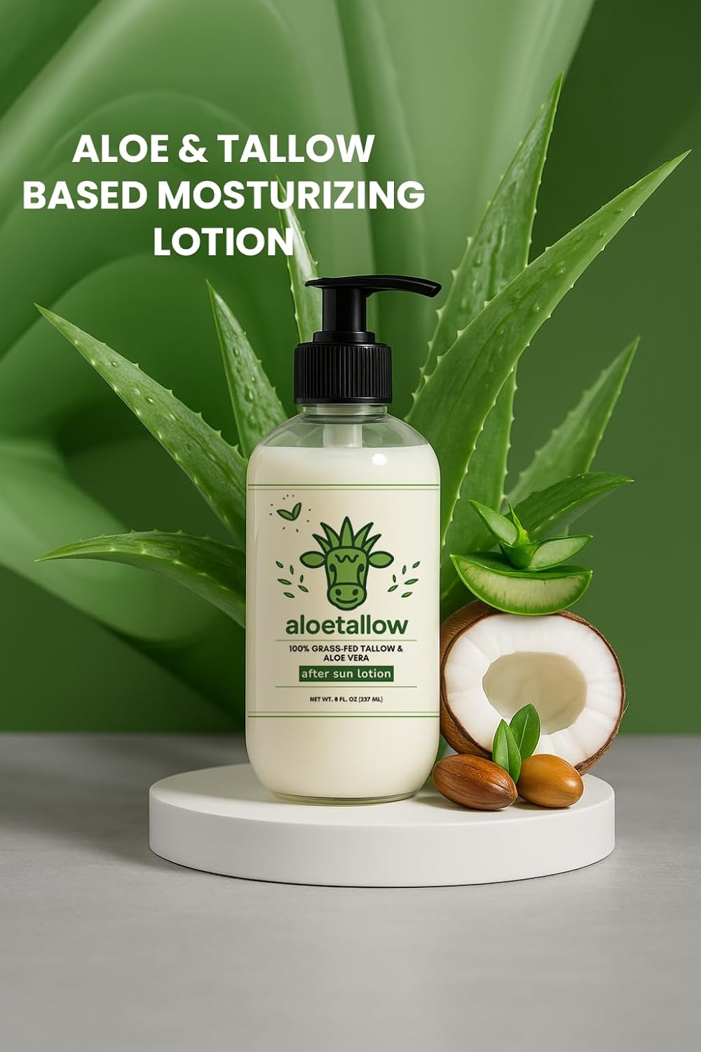 After Sun Lotion for Sunburn Relief & Tan Extender – Aloe Vera & Grass Fed Tallow with Shea & Cocoa Butter – Non-Toxic Daily Body Moisturizer for Dry Skin, Face & After Tanning