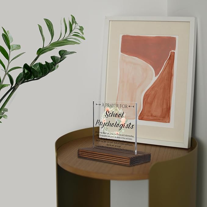 School Psychologist Prayer Desk Sign, Christian Faith-Based Appreciation Gift for School Psychologists Graduation Birthday Christmas, Inspirational Floral Office Decor Plaque PA117